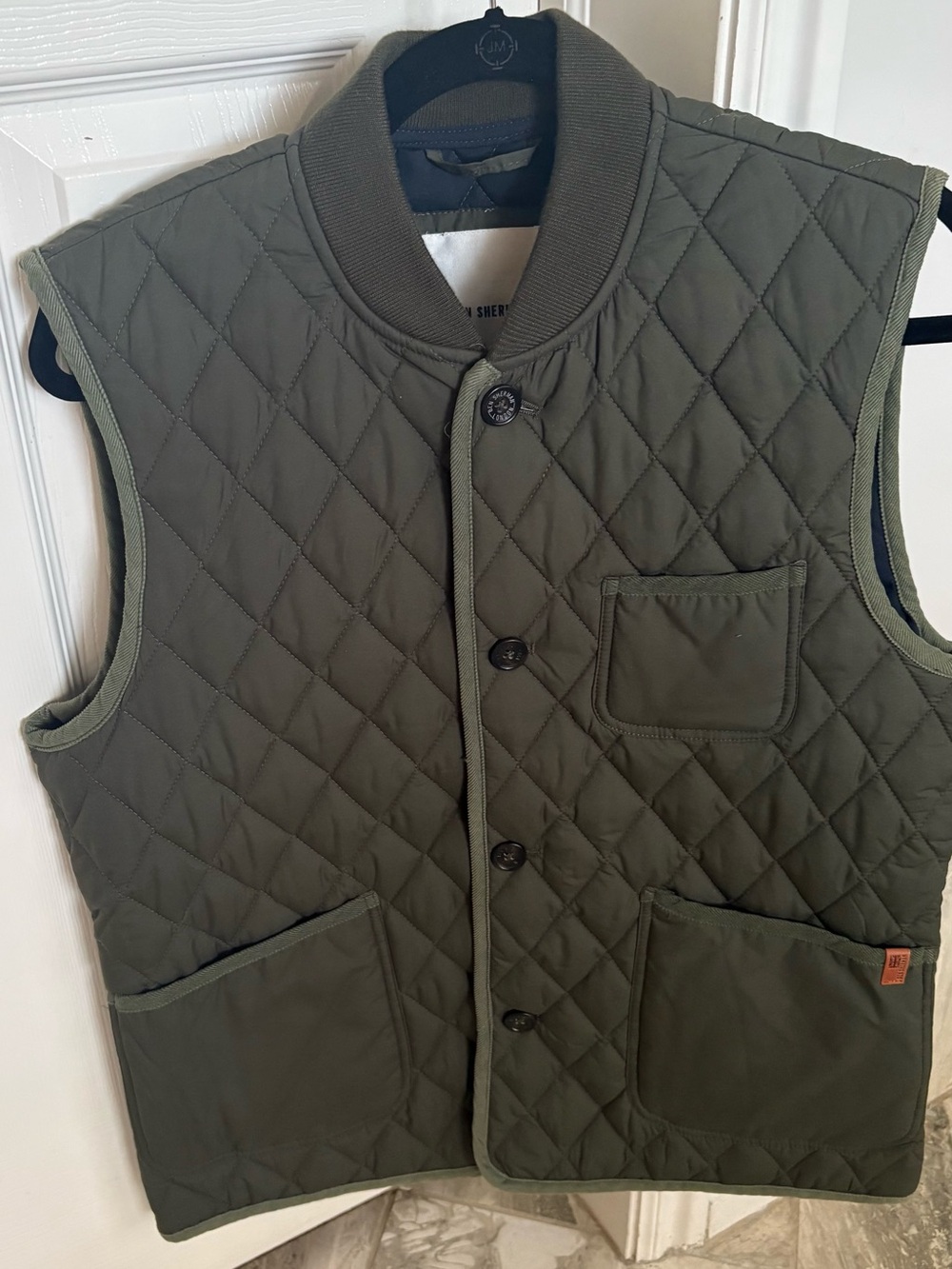 Men’s Ben Sherman Olive Quilted Button Vest